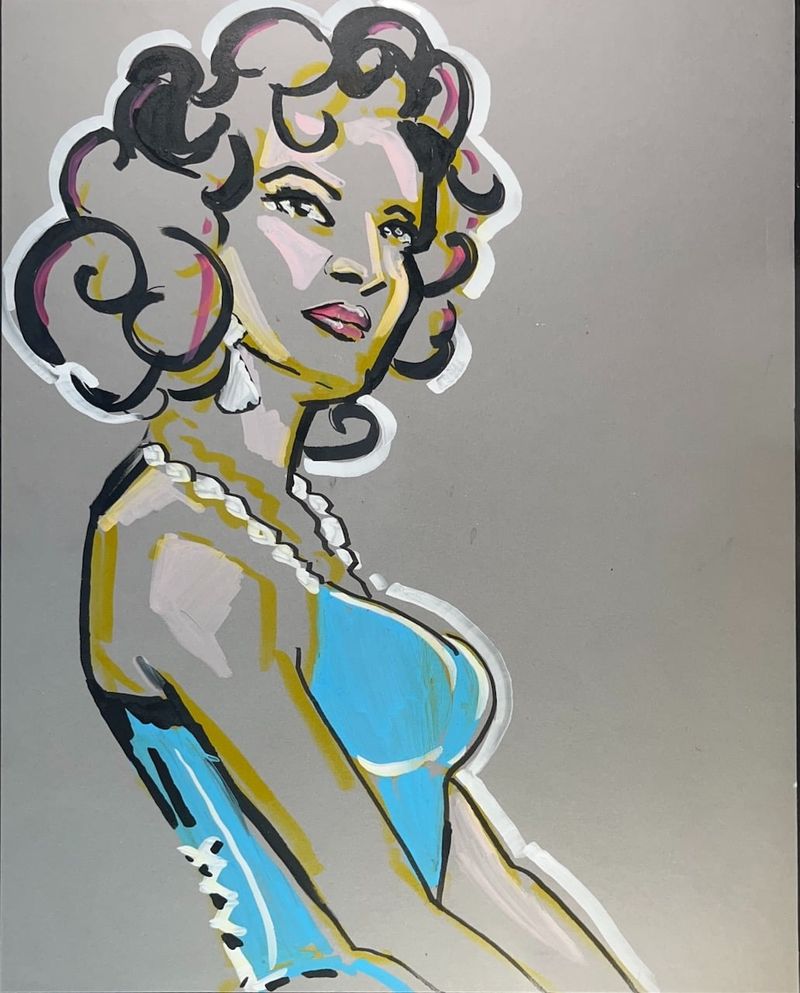 Acrylic marker on toned paper portrait of Velvetina