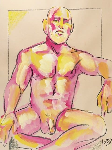 Watercolor inktense on toned paper