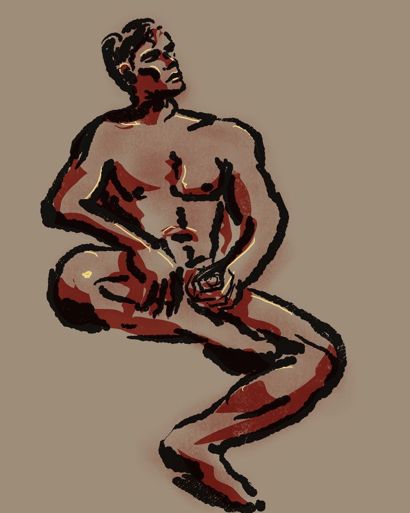 Digital drawing of Herson in the final pose, Procreate