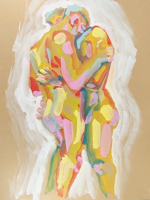 A Painting of Two Men Embracing