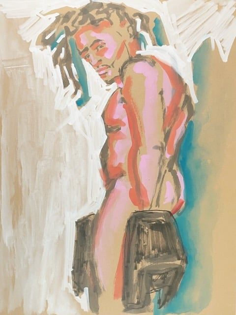 William Poses on a Stool