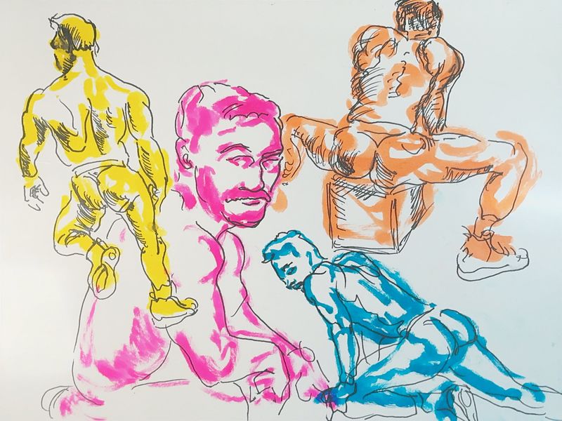 Acrylic marker figure study from the same in-person session.