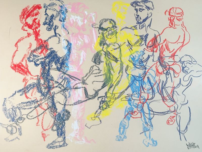 Two-minute warmup gesture drawings from the session