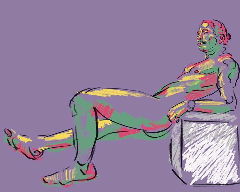 Reclining male figure in Procreate.