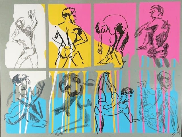 2 minute warmup drawings on prepared paper