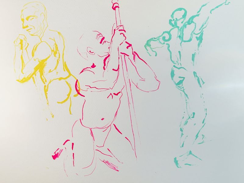 Colorful 5-minute warmup gesture sketches