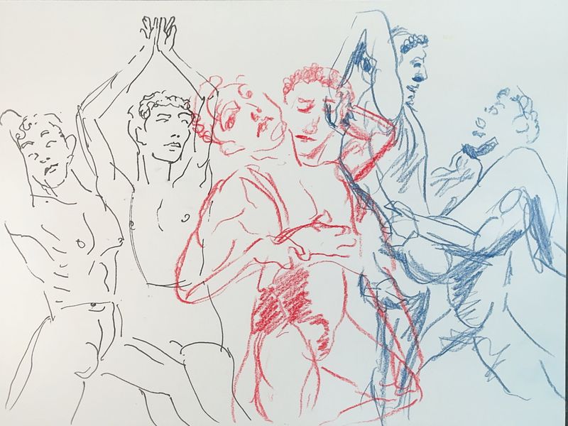 Five-minute warmup sketches from the session.