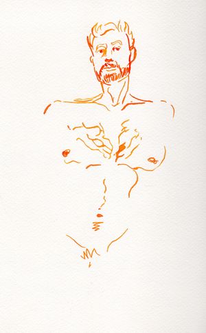A Drawing of Kyle using sheening ink