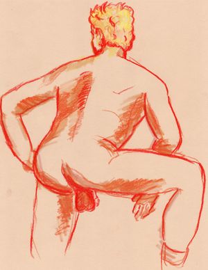 Watercolor pencil on toned paper