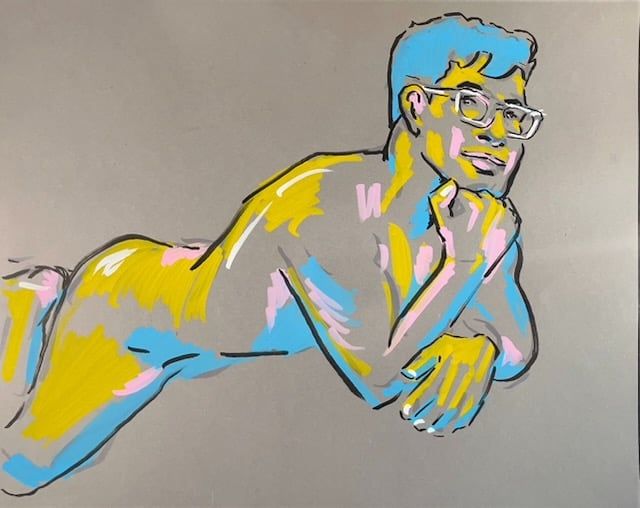 Acrylic marker on toned paper