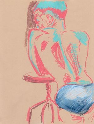 Manuel's back- colored pencil on toned paper.