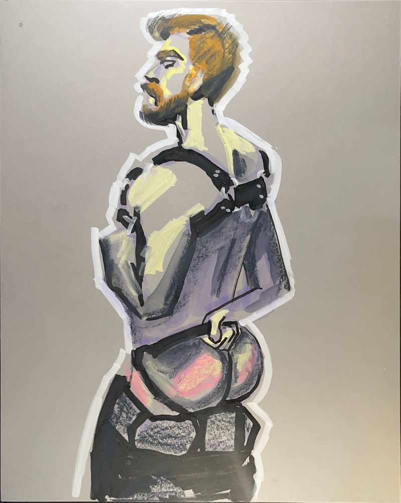 Acrylic on toned paper- Joshua in a harness